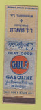 Matchbook Cover - Gulf oil gas LS Gravelle Winnsboro LA WEAR