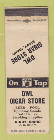 Matchbook Cover - Owl Cigar Store Rigby ID WEAR