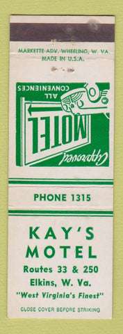 Matchbook Cover - Kay's Motel Elkins WV