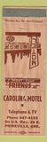 Matchbook Cover - Carolina Motel Prineville OR WORN