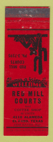 Matchbook Cover - Red Mill Courts El Paso TX