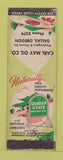 Matchbook Cover - Carl May Oil Quaker State Dallas OR gas WORN