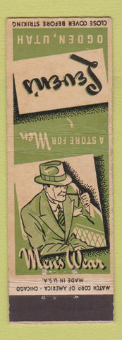 Matchbook Cover - Leven's Mens Clothes Ogden UT WORN
