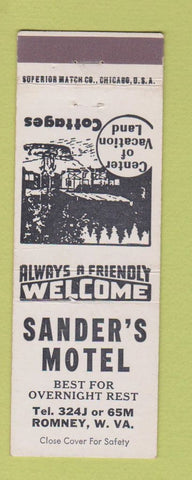 Matchbook Cover - Sander's Motel Romney WV