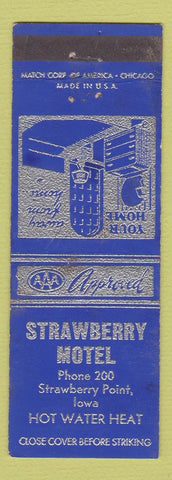Matchbook Cover - Strawberry Motel Strawberry Point IA low phone #