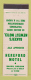 Matchbook Cover - Hereford Motel Baker OR