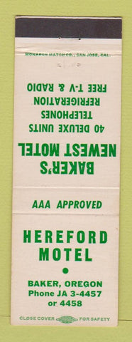 Matchbook Cover - Hereford Motel Baker OR
