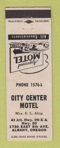 Matchbook Cover - City Center Motel Albany OR