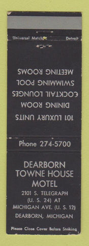 Matchbook Cover - Dearborn Towne House Motel Dearborn MI