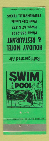 Matchbook Cover - Holiday Motel Restaurant Stephenville TX girlie