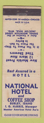 Matchbook Cover - National Hotel Jackson Hole WY