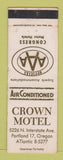 Matchbook Cover - Crown Motel Portland OR WEAR