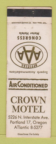 Matchbook Cover - Crown Motel Portland OR WEAR