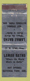 Matchbook Cover - Lamar Baths Hot Springs National Park AR