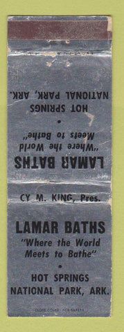 Matchbook Cover - Lamar Baths Hot Springs National Park AR