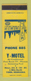 Matchbook Cover - Y Motel York NE