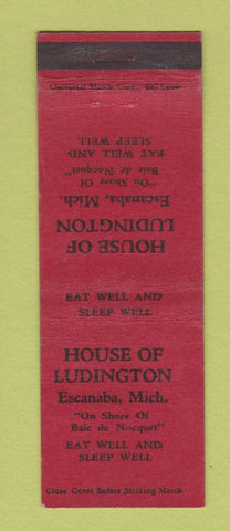 Matchbook Cover - House of Ludington Escanaba MI WEAR
