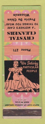 Matchbook Cover - Crystal Cleaners Prairie Du Chien WI low phone # girlie
