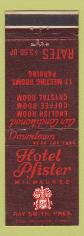 Matchbook Cover - Hotel Pfister Milwaukee WI