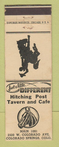 Matchbook Cover - Hitching Post Tavern Cafe Colorado Springs cowboy