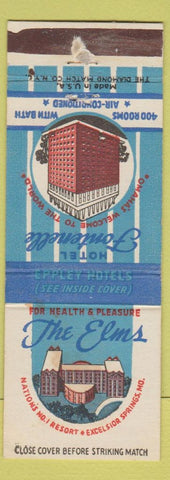 Matchbook Cover - Hotel Fontenelle Omaha NE Elms Excelsior Hot Springs MO