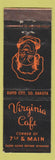 Matchbook Cover - Virginia Cafe Rapid City SD CREASED