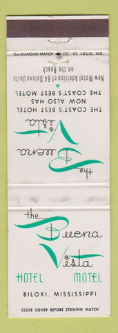Matchbook Cover - Buena Vista Hotel Motel Biloxi MS STAINED
