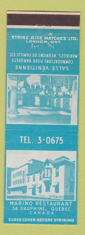 Matchbook Cover - Marino Restaurant Dauphine QC