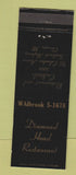 Matchbook Cover - Diamond Head Restaurant Chicago IL