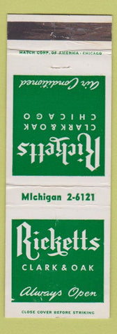 Matchbook Cover - Ricketts Chicago IL