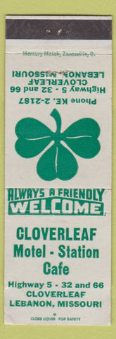 Matchbook Cover - Cloverleaf Motel Station Cafe Lebanon MO Route 66 WEAR