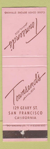 Matchbook Cover - Townsend's San Francisco CA