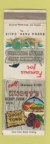 Matchbook Cover - Knott's Berry Farm Gost Town Buena Park CA amusement