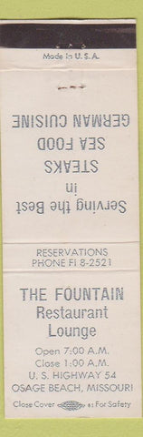 Matchbook Cover - Fountain Restaurant Osage Beach MO German