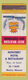 Matchbook Cover - Monterey Motel Restaurant Mexico MO