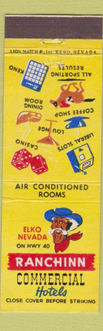 Matchbook Cover - Ranchinn Commercial Hotel Elko NV casino