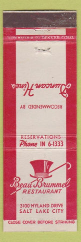 Matchbook Cover - Beau Brummel Restaurant Salt Lake City UT