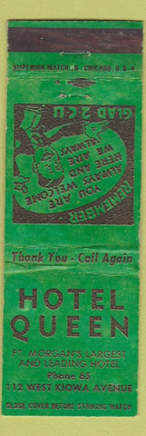 Matchbook Cover - Hotel Queen Fort Morgan Colorado low phone #