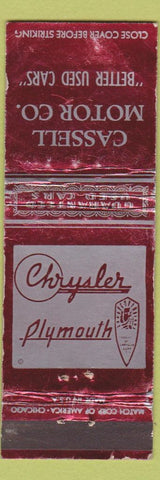 Matchbook Cover - Cassell Motors Chrysler Plymouth WORN