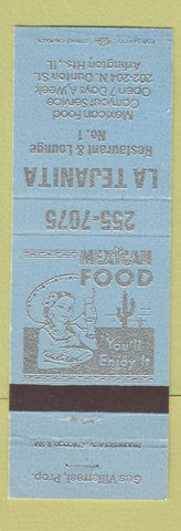 Matchbook Cover - La Tejanita Restaurant Mexican Arlington Heights IL