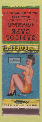 Matchbook Cover - Capitol Cafe Derby Colorado pinup girlie back