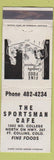 Matchbook Cover - Sportsman Cafe Fort Collins Colorado