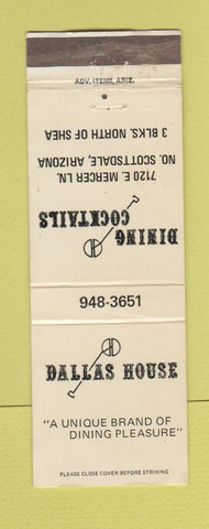 Matchbook Cover - Dallas House Scottsdale AZ