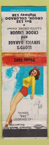 Matchbook Cover - Lloyd's Service Crook Colorado pinup WORN