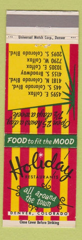 Matchbook Cover - Holiday Restaurants Denver Colorado Colfax Fried Chicken