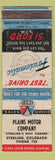 Matchbook Cover - Plains Motors Ford Sterling Colorado Low phone POOR