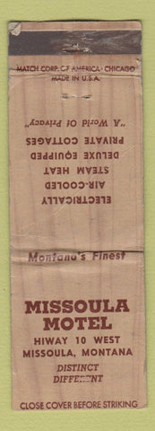 Matchbook Cover - Missoula Motel MT WORN