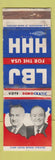 Matchbook Cover - Lyndon B Johnson Hubert Humphrey President Election WORN
