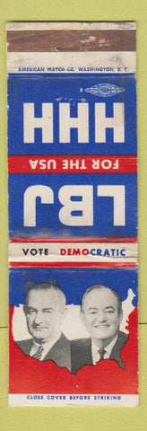 Matchbook Cover - Lyndon B Johnson Hubert Humphrey President Election WORN