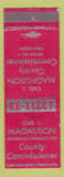 Matchbook Cover - Carl J Magnuson County Commissioner Weld County Colorado